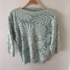 Vintage Raglan Palm Leaf Pattern Sweater